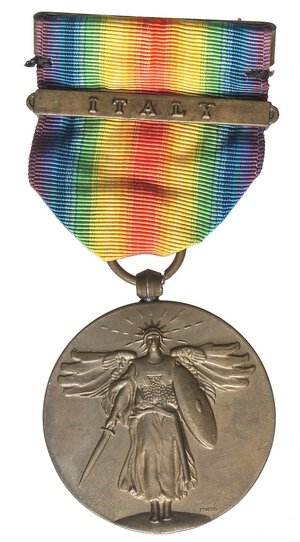 obverse: MEDAGLIE ESTERE - U.S.A.  - Medaglia 1914-1918 - Interalleata per la vittoria della I guerra mondiale   AE  Ø 36Barretta ITALY. qFDC