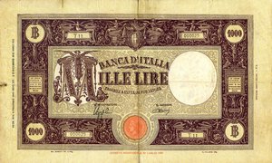 obverse: CARTAMONETA - BANCA d ITALIA - Vittorio Emanuele III (1900-1943) - 1.000 Lire - Barbetti (fascio) II° tipo 06/02/1943 Alfa 622; Lireuro 45B R  Azzolini/Urbini. meglio di MB