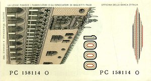 obverse: CARTAMONETA - BANCA d ITALIA - Repubblica Italiana (monetazione in lire) (1946-2001) - 1.000 Lire - Marco Polo 14/03/1984 Alfa 729; Lireuro 57C   Ciampi/Stevani Taglio spostato a d.. FDS