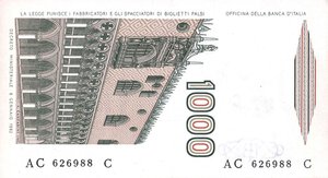 obverse: CARTAMONETA - BANCA d ITALIA - Repubblica Italiana (monetazione in lire) (1946-2001) - 1.000 Lire - Marco Polo 16/03/1982 Alfa 727   Ciampi/Stevani Lotto di 87 biglietti consecutivi, da mazzetta. FDS