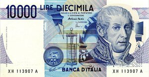 obverse: CARTAMONETA - BANCA d ITALIA - Repubblica Italiana (monetazione in lire) (1946-2001) - 10.000 Lire - Volta 21/12/1999 Alfa 875sp; Lireuro 76Ha R  Sostitutiva XH. FDS