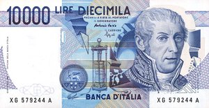 obverse: CARTAMONETA - BANCA d ITALIA - Repubblica Italiana (monetazione in lire) (1946-2001) - 10.000 Lire - Volta 23/06/1998 Alfa 874sp; Lireuro 76Ga RR  Sostitutiva XG. FDS