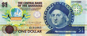 obverse: CARTAMONETA ESTERA - BAHAMAS - Elisabetta II (1952-2022) - Dollaro Colombo    9 biglietti. FDS