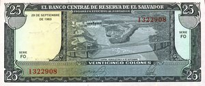 obverse: CARTAMONETA ESTERA - EL SALVADOR - Repubblica  - 25 Colones 14/10/1983 Pick 136. FDS