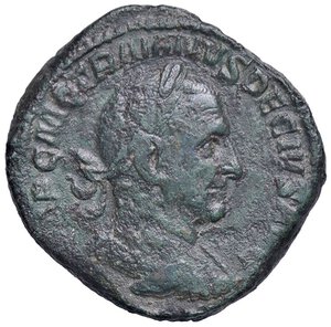 obverse: ROMANE IMPERIALI - Traiano Decio (249-251) - Sesterzio C. 117; RIC 126d  (AE g. 22,74) Bella patina verde - Ex Inasta 58, lotto 1203. BB+