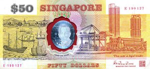 obverse: CARTAMONETA ESTERA - SINGAPORE - Repubblica  - 50 Dollari. SPL