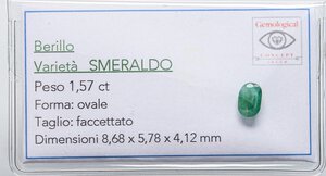 obverse: VARIE - Pietre preziose  Smeraldo, 1,57 ct, con certificato Gemmological. Ottimo