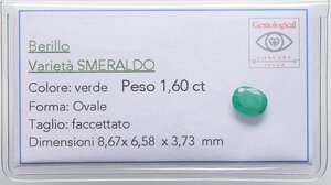 obverse: VARIE - Pietre preziose  Smeraldo, 1,60 ct, con certificato Gemmological. Ottimo