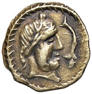 obverse: Raccolta di falsi da studio - Restrike collection - Falsi-Restrike (da studio, moderni, ecc.) - Imitazioni Barbariche  - Tremisse   (AU g. 1,3). BB