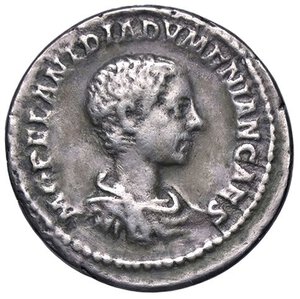 obverse: Raccolta di falsi da studio - Restrike collection - Falsi-Restrike (da studio, moderni, ecc.) - Diadumeniano (218) - Denario   (AG g. 2,4). BB