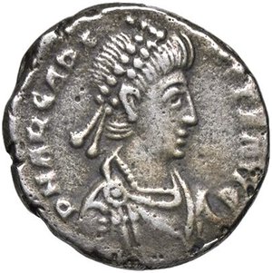 obverse: Raccolta di falsi da studio - Restrike collection - Falsi-Restrike (da studio, moderni, ecc.) - Arcadio (383-408) - Siliqua   (AG g. 2,63). BB