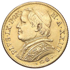 obverse: Raccolta di falsi da studio - Restrike collection - Falsi-Restrike (da studio, moderni, ecc.) - Pio IX (1866-1870) - 20 Lire 1868 A. XXIII   (AU g. 6,01)NO RETURN. BB