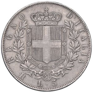 reverse: Raccolta di falsi da studio - Restrike collection - Falsi-Restrike (da studio, moderni, ecc.) - Vittorio Emanuele II Re d Italia (1861-1878) - 5 Lire 1873 R   (AG g. 24,82). BB