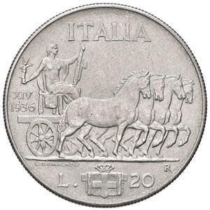 reverse: Raccolta di falsi da studio - Restrike collection - Falsi-Restrike (da studio, moderni, ecc.) - Vittorio Emanuele III (1900-1943) - 20 Lire 1936 XIV Impero   (AG g. 20,77). qSPL