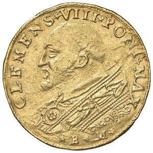 obverse: Raccolta di falsi da studio - Restrike collection - Falsi-Restrike (da studio, moderni, ecc.) - Clemente VIII (1592-1605) - Quadrupla 1598   (AU g. 13,19)AVIGNONE. BB