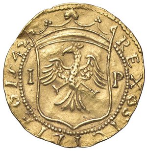 reverse: Raccolta di falsi da studio - Restrike collection - Falsi-Restrike (da studio, moderni, ecc.) - Carlo V (1516-1556) - Scudo d oro 1542   (AU g. 3,4)MESSINA. BB