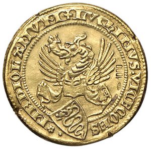 obverse: Raccolta di falsi da studio - Restrike collection - Falsi-Restrike (da studio, moderni, ecc.) - Luchino e Giovanni Visconti (1339-1349) - Fiorino d oro   (AU g. 4,96)MILANO. qSPL