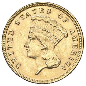 obverse: Raccolta di falsi da studio - Restrike collection - Falsi-Restrike (da studio, moderni, ecc.)  - 3 Dollari 1882 - Indiano   (AU g. 5)USA. SPL