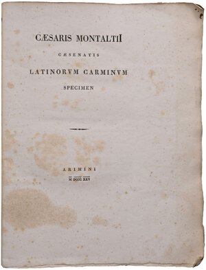 obverse: LIBRI VARI - LIBRI  Cesare Montalti da Cesena, Sonetti, Rimini 1825, Marsoner et Grandius, pagg 165 - Copertina postuma. Discreto