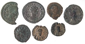 obverse: LOTTI - Imperiali  Valentiniano I, Tetrico I, Eudoxia, Onorio, Probo, Claudio II Aureliano - Lotto di 7 monete. qMB÷BB+