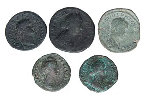 obverse: LOTTI - Imperiali  Nerone, Faustina I e II ( 2 diverse), Filippo II - Lotto di 5 monete. MB÷qBB