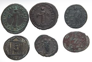 reverse: LOTTI - Imperiali  Diocleziano, Costanzo I, Galerio, Massimino II, Massenzio, Valeriano I - Lotto di 6 monete. MB÷BB