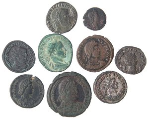 obverse: LOTTI - Imperiali  Graziano, Costanzo II, A. Severo, Salonina, Arcadio, Valentiniano I, Diocleziano, Licinio I, Probo - Lotto di 9 monete. MB÷BB