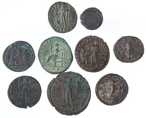 reverse: LOTTI - Imperiali  Graziano, Costanzo II, A. Severo, Salonina, Arcadio, Valentiniano I, Diocleziano, Licinio I, Probo - Lotto di 9 monete. MB÷BB