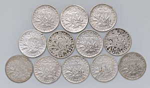 obverse: LOTTI - Estere  FRANCIA - 50 centimes dal 1898 al 1920, lotto di 12 monete date diverse. MB÷BB