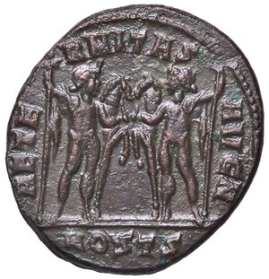 reverse: ROMANE IMPERIALI - Massenzio (306-312) - Follis (Ostia) RIC 35  (MI g. 7,57). qSPL