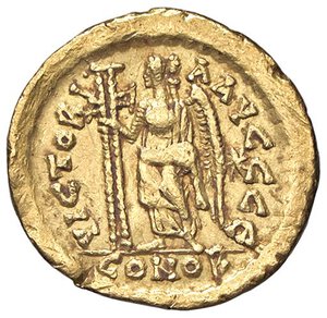 reverse: ROMANE IMPERIALI - Leone I (457-473) - Solido (Costantinopoli) RIC 605  (AU g. 4,44). BB