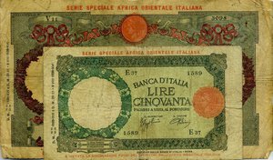 obverse: LOTTI - Cartamoneta-Italiana  Lotto di 2 biglietti abbondantemente restaurati. B÷MB