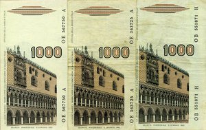 obverse: LOTTI - Cartamoneta-Italiana  Lotto di3 biglietti con taglio leggermente decentrato. MB+÷BB