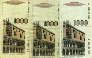 obverse: LOTTI - Cartamoneta-Italiana  Lotto di3 biglietti con taglio leggermente decentrato. MB+÷BB