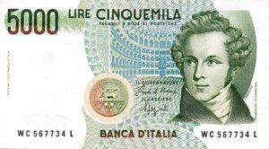 obverse: LOTTI - Cartamoneta-Italiana  5000 lire Bellini, lotto di 22 biglietti. qFDS÷FDS