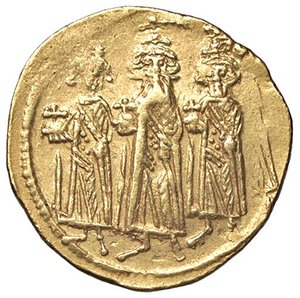 obverse: BIZANTINE - Eraclio, Eraclio Costantino e Eraclona (638-641) - Solido Ratto 1491 e 1495; Sear 767  (AU g. 4,44). qBB