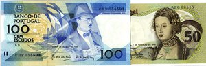 obverse: LOTTI - Cartamoneta-Estera  PORTOGALLO - 100 escudos 1988 (10) e 50 escudos 1980 (19). qFDS÷FDS