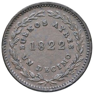 reverse: ESTERE - ARGENTINA - Repubblica  - Decimo 1822 Kr. 1  CU  Colpetti. BB