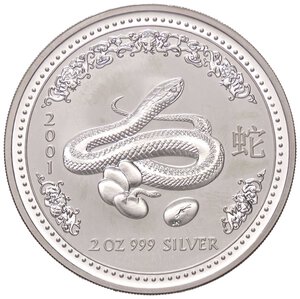 reverse: ESTERE - AUSTRALIA - Elisabetta II (1952-2022) - 2 Dollari 2001 - Anno del serpente   AG. FS