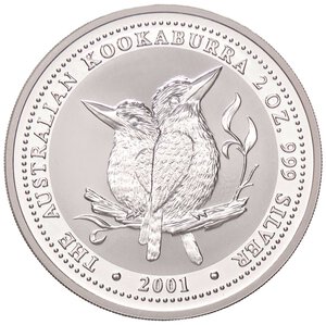 reverse: ESTERE - AUSTRALIA - Elisabetta II (1952-2022) - 2 Dollari 2001 - Kookaburra   AG. FS