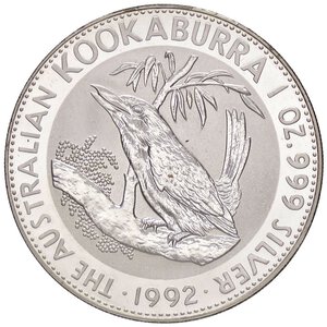 reverse: ESTERE - AUSTRALIA - Elisabetta II (1952-2022) - Dollaro 1992 - Kookaburra Kr. 164  AG. FS