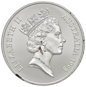 obverse: ESTERE - AUSTRALIA - Elisabetta II (1952-2022) - Dollaro 1998 - Canguro   AG  Tacca al D/. qFDC/FDC