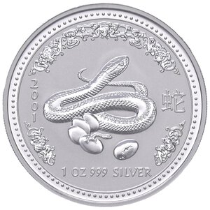 reverse: ESTERE - AUSTRALIA - Elisabetta II (1952-2022) - Dollaro 2001 - Anno del serpente   AG. FS