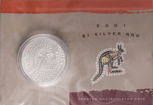 obverse: ESTERE - AUSTRALIA - Elisabetta II (1952-2022) - Dollaro 2001 - Canguro   AG In cartoncino. FDC