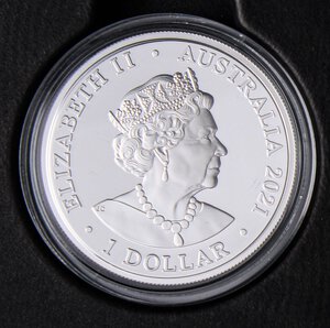 obverse: ESTERE - AUSTRALIA - Elisabetta II (1952-2022) - Dollaro 2021 - Outback Majesty   AG In confezione. FS