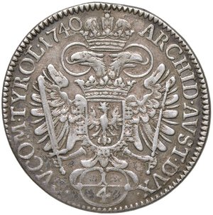 reverse: ESTERE - AUSTRIA - Carlo VI (1711-1740) - Quarto di tallero 1740 Hall Kr. 688  AG  Appiccagnolo abilmente rimosso. qBB