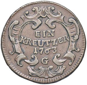 reverse: ESTERE - AUSTRIA - Maria Teresa e Francesco I (1740-1765) - Kreuzer 1763 G Kr. 1993  CU. BB