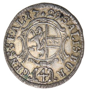 obverse: ESTERE - AUSTRIA-SALISBURGO - Leopold Anton (1727-1744) - 4 Kreuzer 1729 Kr. 322  AG  Macchiolina vicino al 9. SPL+