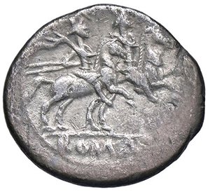 reverse: ROMANE REPUBBLICANE - ANONIME - Monete senza simboli (dopo 211 a.C.) - Denario   (AG g. 3,28). qBB