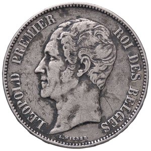 obverse: ESTERE - BELGIO - Leopoldo I (1831-1865) - 5 Franchi 1849 Kr. 17  AG Testa nuda. qBB/BB